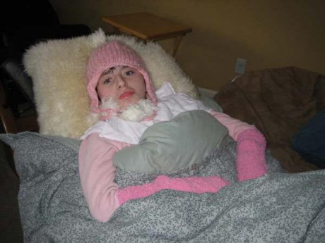 Ashley bundled up during Dec. 2006 power outage.JPG